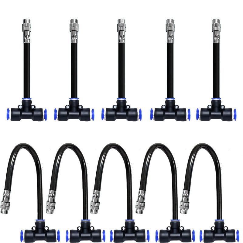 Wexecon 8mm Tee Sprinklers for Yard 10-Pack with Adjustable Micro Mist and Irrigation Cooling for Garden Irrigation, Machine Tool Cooling and More (8") - Image 1
